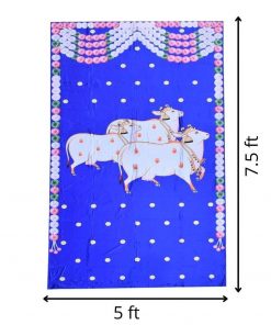 Backdrop for House Warming Decoration Blue Colour Cow Design Festival Backdrop Decoration Clothes