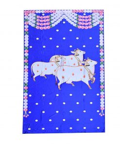 Backdrop for House Warming Decoration Blue Colour Cow Design Festival Backdrop Decoration Clothes