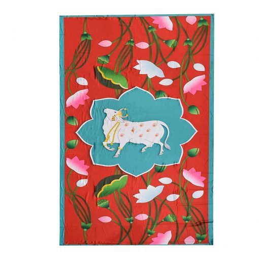 Backdrop for House Warming Decoration Lotus Cow Design Festival Backdrop Decoration Clothes