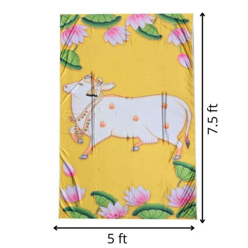 Backdrop for House Warming Decoration Multicolour Cow Design Festival Backdrop Decoration Clothes