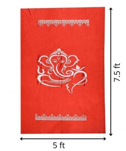 Backdrop for House Warming Decoration Red Colour Ganesh Design Festival Backdrop Decoration Clothes