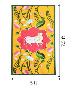 Backdrop for House Warming Decoration Yellow Colour Cow Design Festival Backdrop Decoration Clothes 1