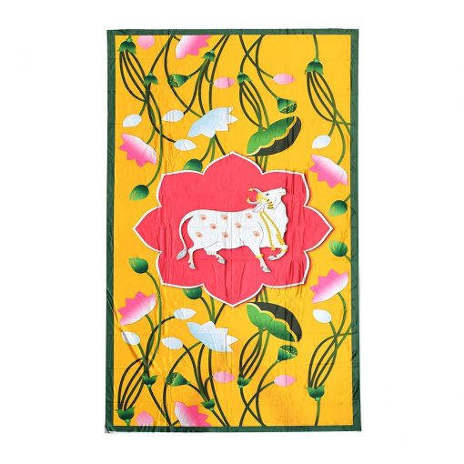 Backdrop for House Warming Decoration Yellow Colour Cow Design Festival Backdrop Decoration Clothes 1