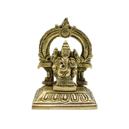 Brass Ganesh Idol with Prabhavali - Image 8