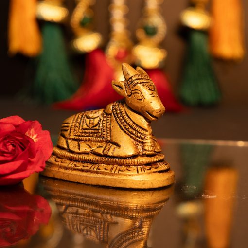 Brass Nandi Showpiece for Pooja Room and Home Decoration