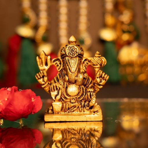 Brass Plated Lord Ganesha Idol Statue