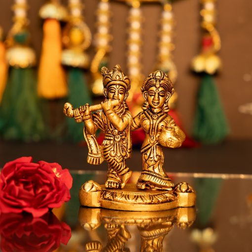 Brass Radha Krishna Showpiece Idol for Home Decor Gifting