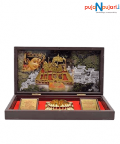 Gold Plated Vaishno Devi Photo Frame with Charan Paduka