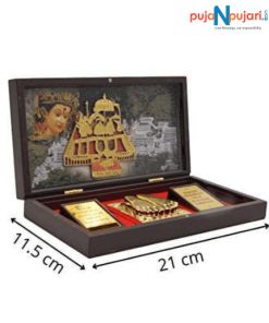 Gold Plated Vaishno Devi Photo Frame with Charan Paduka