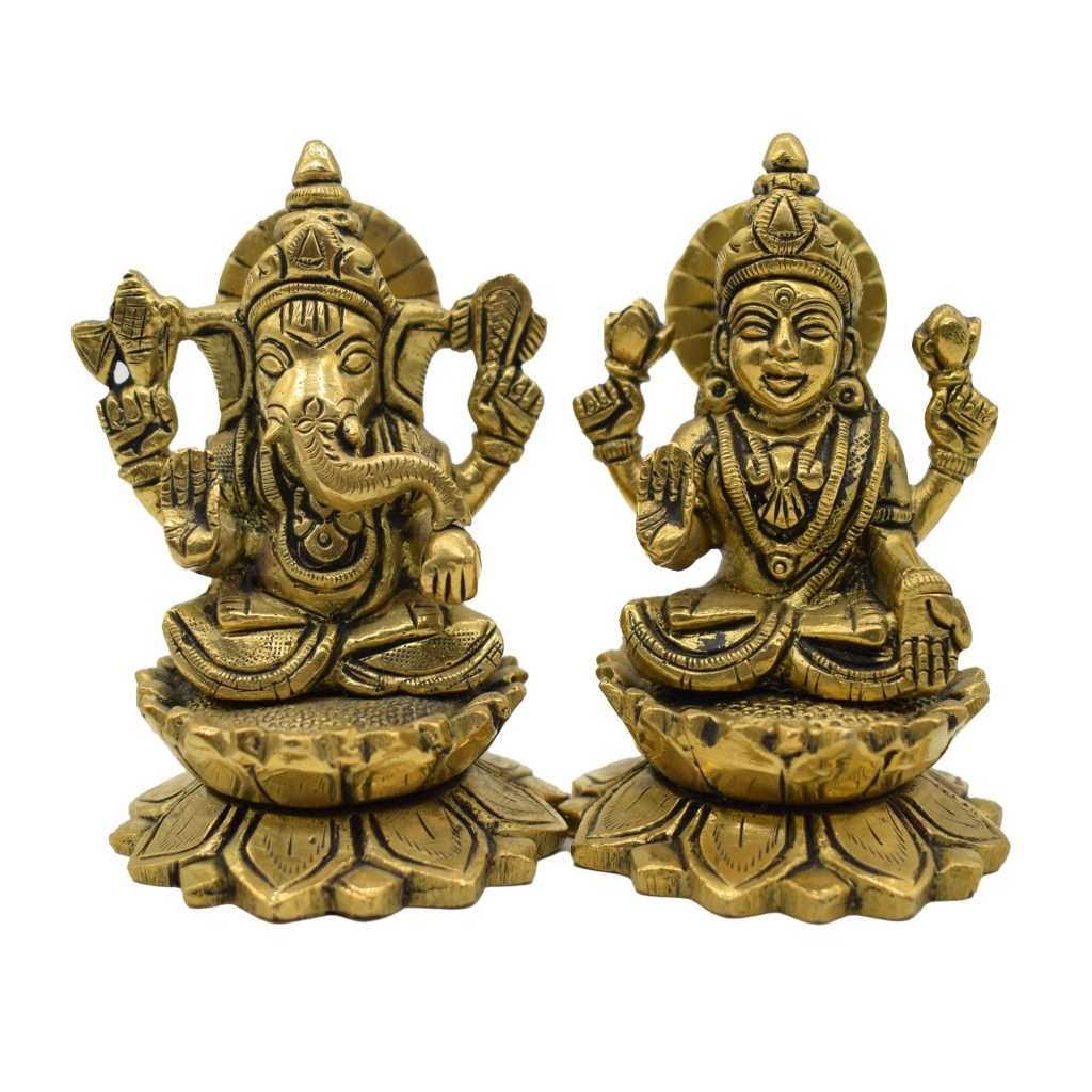 Lakshmi Ganesh Idol Brass Murti for Pooja Room - Puja N Pujari - Book ...