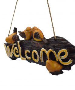 Polyresin Welcome Sign in Wooden with Birds,