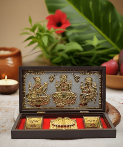 Lakshmi-Ganesh-Saraswati-Frame-with-Charan-Paduka