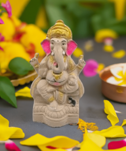 Eco-Friendly-Ganesha-in-Grey-with-Left-Trunk--9-inch