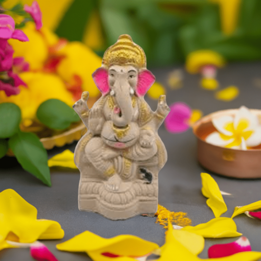 Eco-Friendly-Ganesha-in-Grey-with-Left-Trunk--9-inch