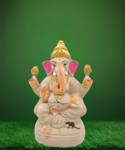 Eco-Friendly-Ganesha-in-White-with-Left-Trunk--9-inch