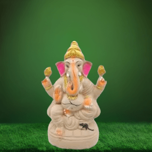 Eco-Friendly-Ganesha-in-White-with-Left-Trunk--9-inch