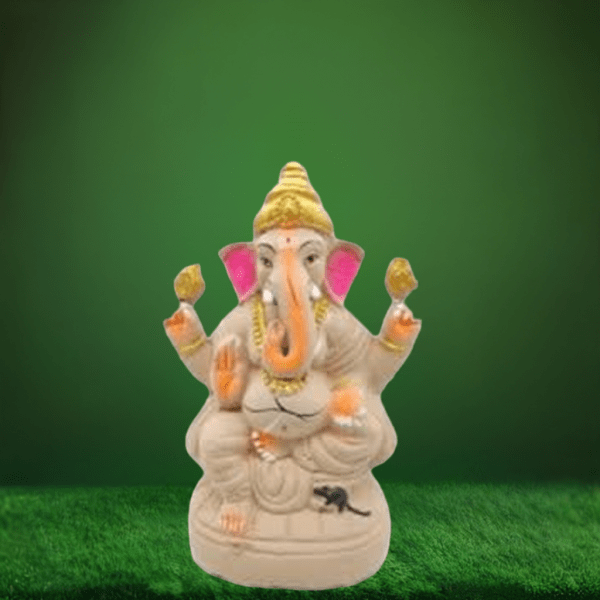 Eco-Friendly-Ganesha-in-White-with-Left-Trunk--9-inch