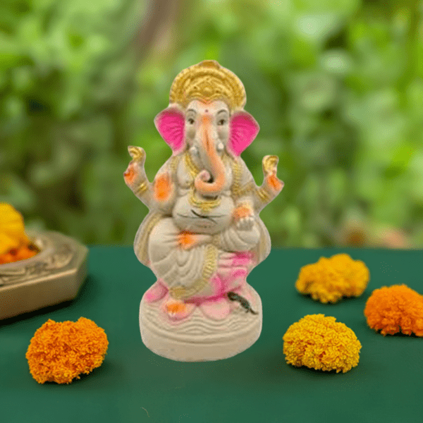 Eco-friendly-Ganesha-Idol-with-Golden-Crown--7-inch