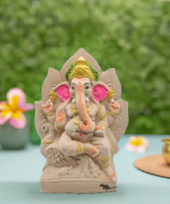 Eco-friendly-Ganesha-Idol-with-Golden-Crown--9-inch