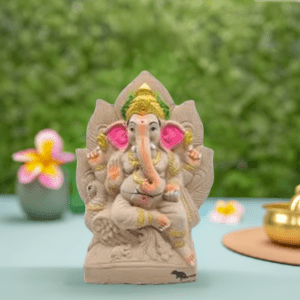 Eco-friendly-Ganesha-Idol-with-Golden-Crown--9-inch