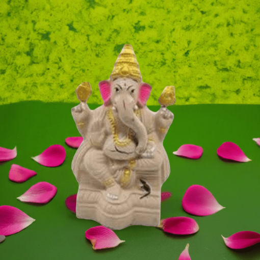 Eco-friendly-Ganesha-Idol-with-Right-Trunk--8-inch