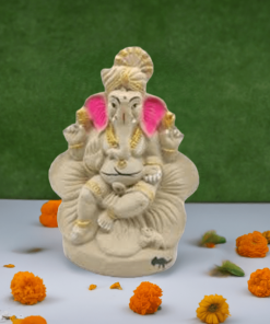 Eco-friendly-Ganesha-Idol-with-Turban--6-inch