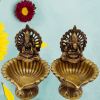 Brass Pooja Diya With Lakshmi Ganesha Idol- Puja N Pujari