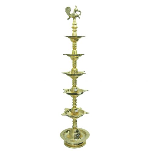 TRADITIONAL BRASS PEACOCK DIYA 4 FEET HEIGHT.