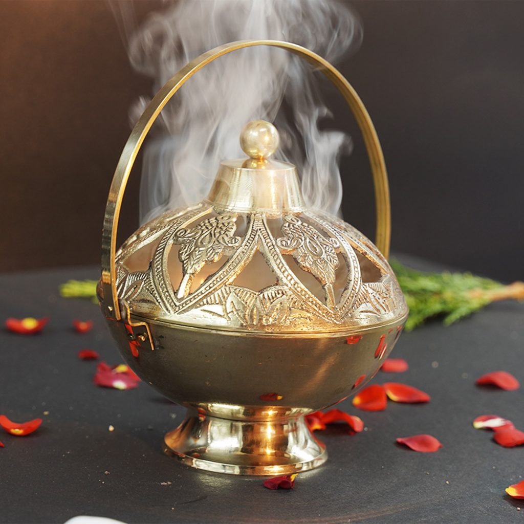 Brass Loban Dhoop Dani with Handle Incense Dhoop Burner. » Puja N ...