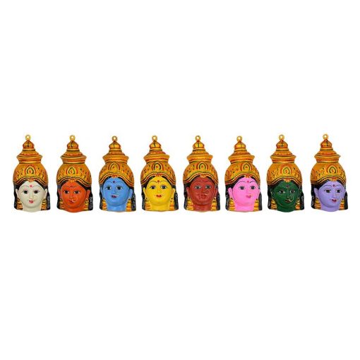 Metal Ashtalakshmi Devi Face Set of 8- each 7.5 Inch - Image 4