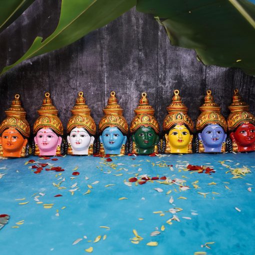 Metal Asthalakshmi Devi Face Idols Set