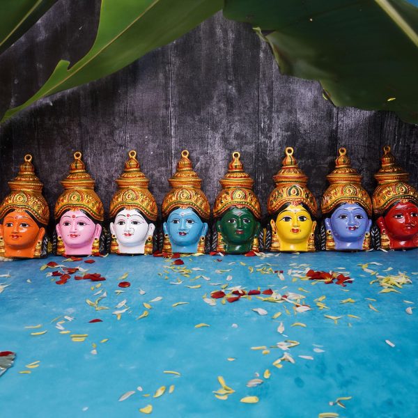 Metal Asthalakshmi Devi Face Idols Set