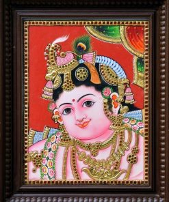 Krishna Tanjore Painting with Teakwood Frame | Puja N Pujari