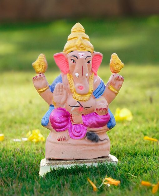 Eco Friendly Clay Ganesha in Pink -8 inch