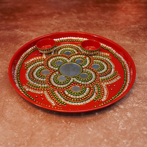 Karwa Chauth Pooja thali/Kalash, Chalni for Chand Pooja , Kalash, Diya, and Bowls | Trafitional Pooja Thali. - Image 5