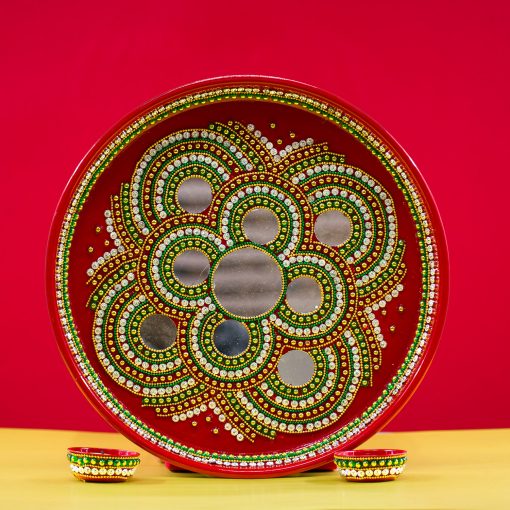 Beautiful Kundan Fancy Pooja Plate ,metal Colorful Pooja Aarti Thali Set.