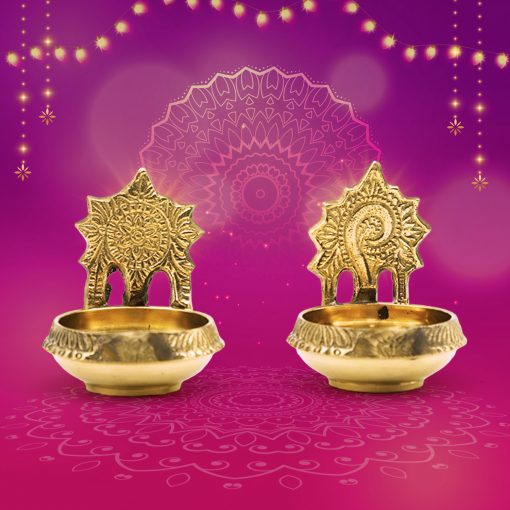 Pure Brass Shanku Chakra kuber Diya, Brass Kuber Diyas, Oil Lamp for Home Decoration, Pooja and Diwali,