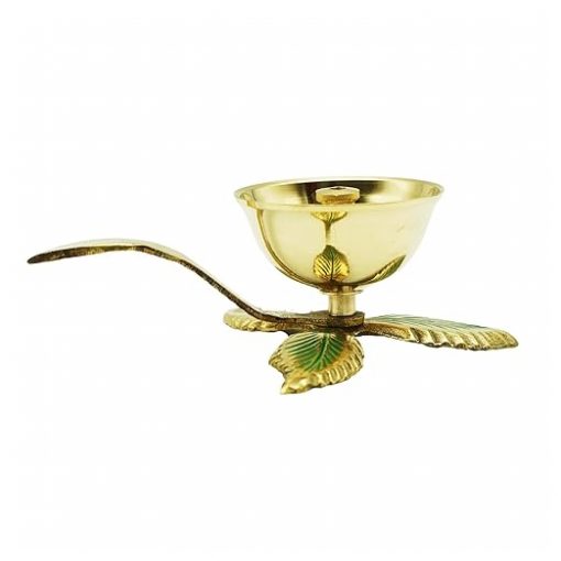 Brass Deep Akhand Jyoti Three Leaf Diya - Image 5