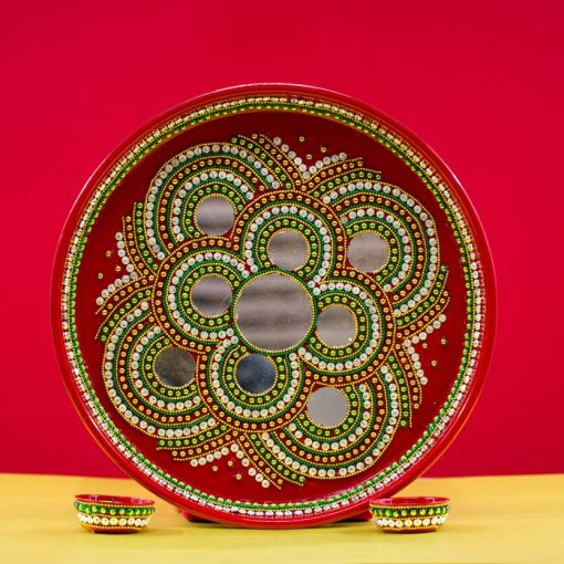 Beautiful Kundan Fancy Pooja Plate, Metal Colorful Pooja Thali Set.