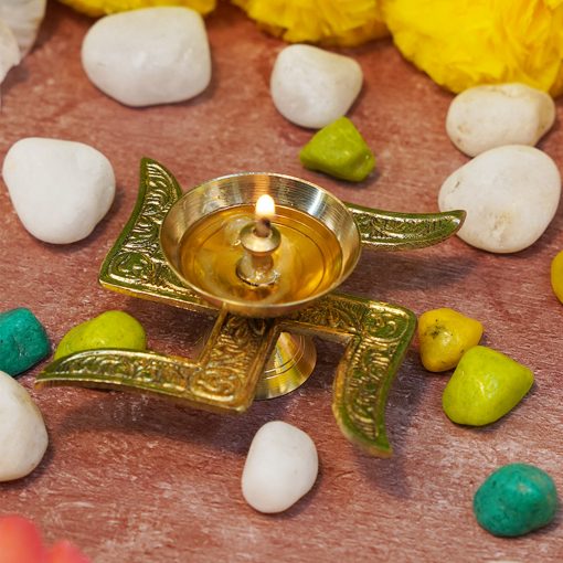 Traditional Swastik Diya with Royal Velvet Box for Pooja,Diwali,Home Decor, Return Gift. - Image 4