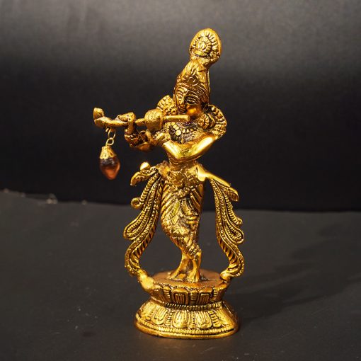 Lord Krishna Playing Flute Standing -Bansuri Kahna Ji Antique Finish Decorative Showpiece.