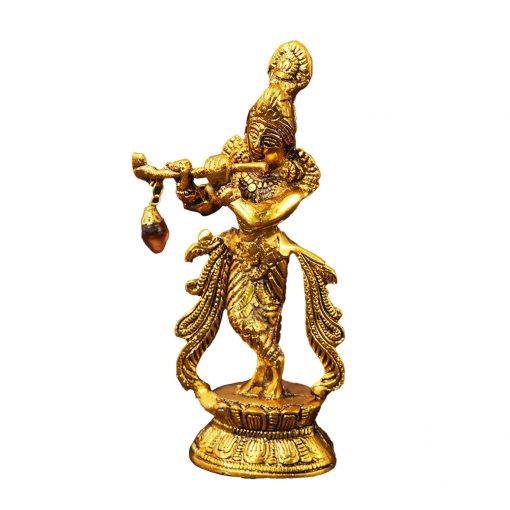 Lord Krishna Playing Flute Standing -Bansuri Kahna Ji Antique Finish Decorative Showpiece. - Image 2