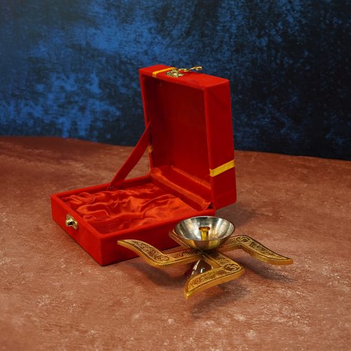 Traditional Swastik Diya with Royal Velvet Box for Pooja,Diwali,Home Decor, Return Gift. - Image 2