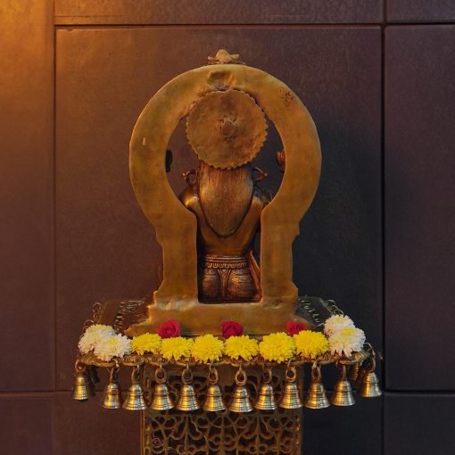 Brass Lakshmi Idol Diwali Pooja Room Home Décor Gift-Lakshmi Statue with Prabhavali sitting on lotus flower. - Image 4