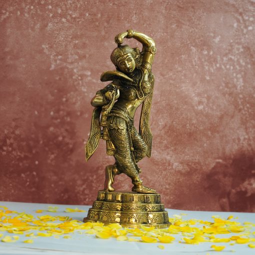 Brass Apsara Idol - Lady Statues- Decorative Sculptures -Artistically Carved Lady Satue - (14 inch Height)