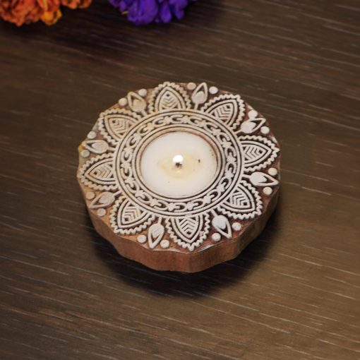 Handmade Wooden Tea Light Candle Holder