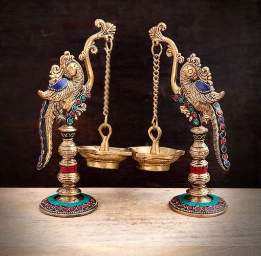 Brass Parrot Design Dipak Set of 2 - Image 3