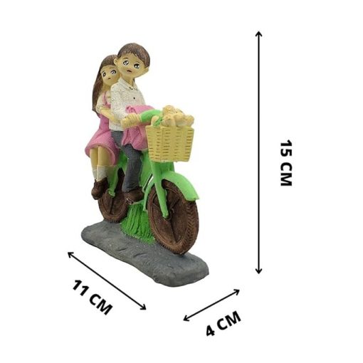 Love Couple Showpiece Sitting on Cycle for Valentine Gift - Image 2