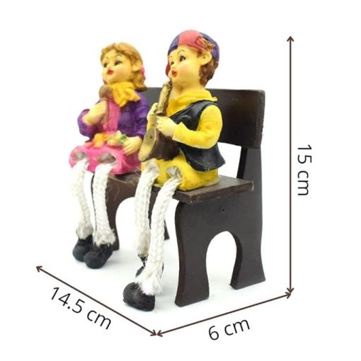 Love Couple Showpiece Gift Sitting on Bench for Valentine Gift - Image 2