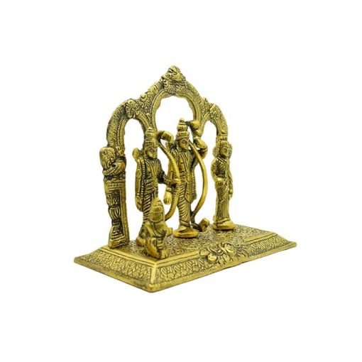 Metal Ram Darbar Murti with Ram Lakshman Sita and Hanuman for Home Temple, Gold, Medium - Image 3